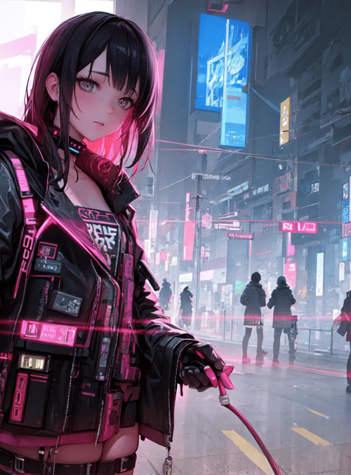girl, cyberpunk, urban