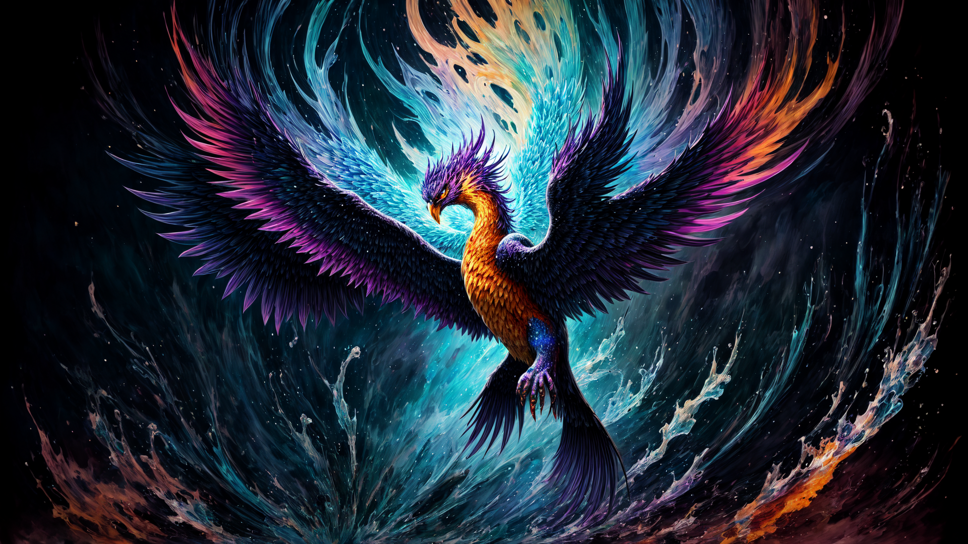 AI generated wallpaper featuring phoenix, bird, mythical