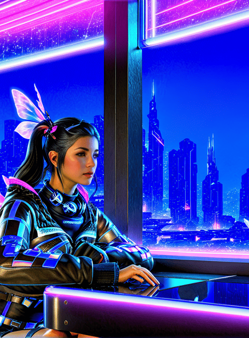 futuristic woman, cyber fairy