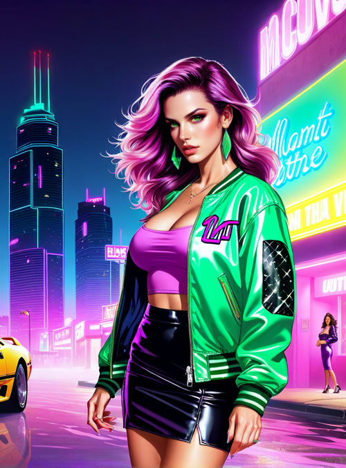 woman, car, cityscape
