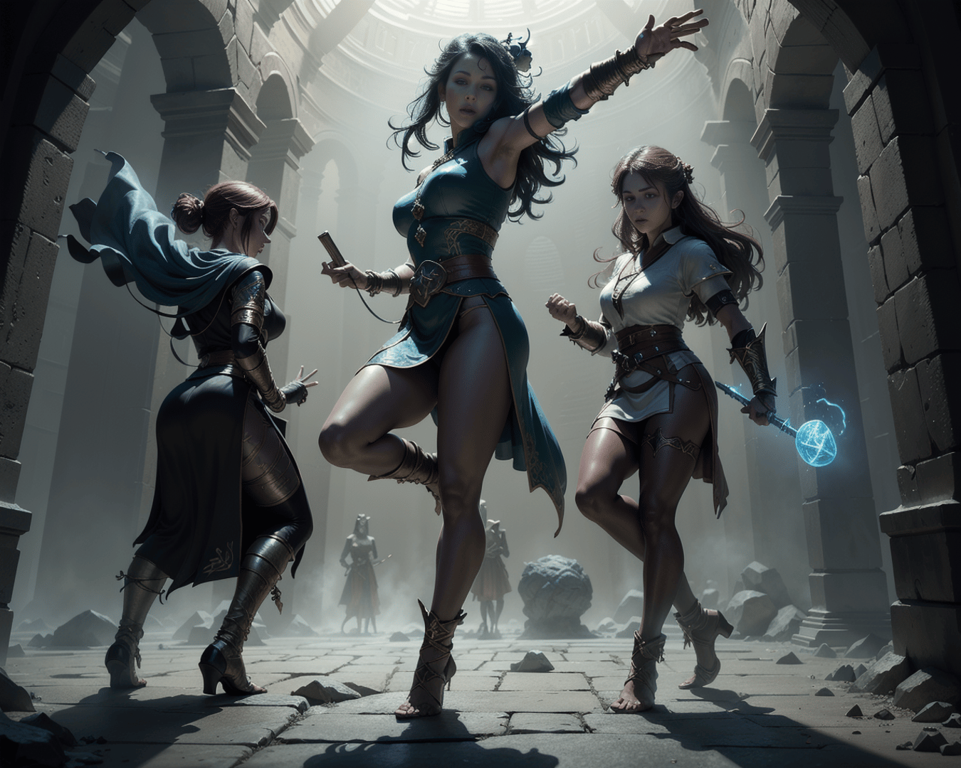 AI generated wallpaper featuring women, warriors, fantasy