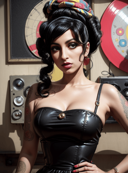 woman, tattoo, vinyl