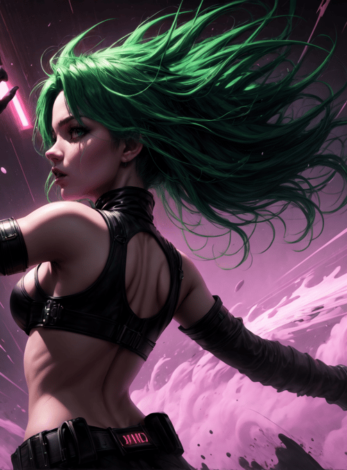 woman, cyberpunk, gloves
