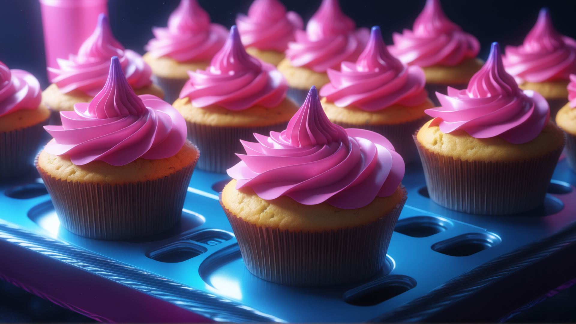 AI generated wallpaper featuring cupcakes, pastries, sweet treats