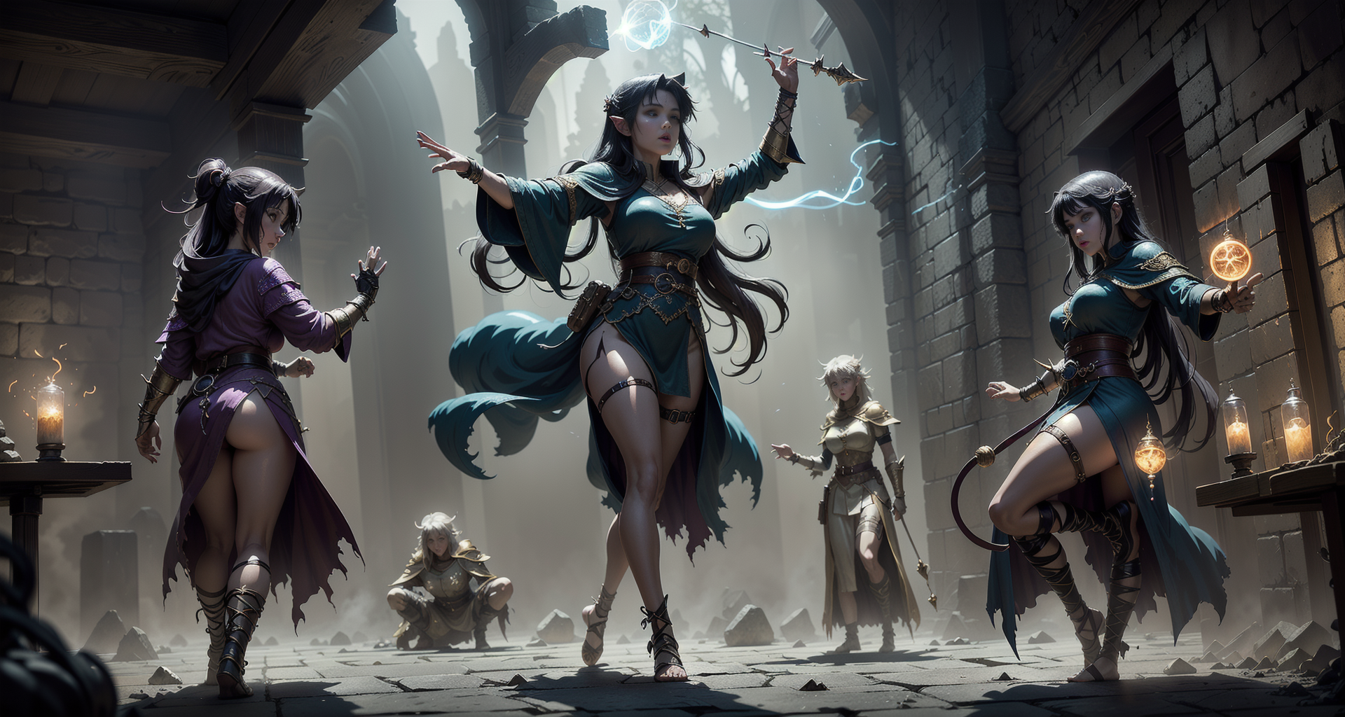 AI generated wallpaper featuring elf, mage, warrior