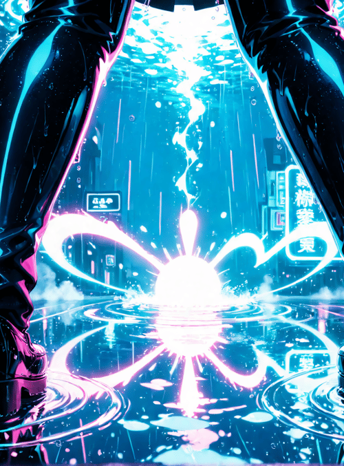 legs, neon, city, shoes, rain, signs, reflection, glow, water, light