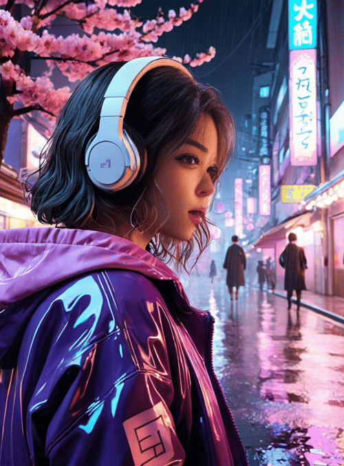 woman, headphones, jacket