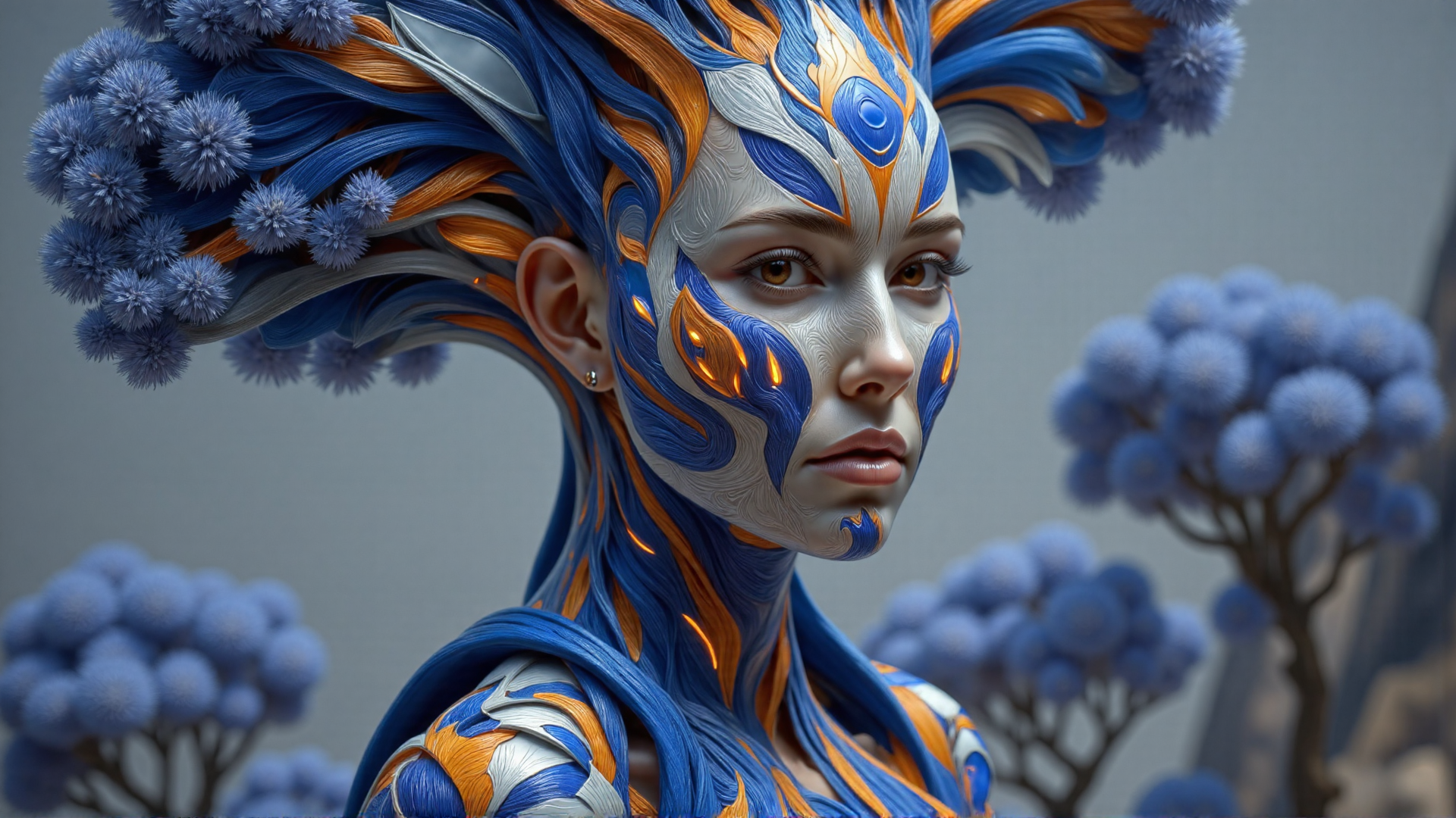AI generated wallpaper featuring woman, art, fashion, nature, fantasy
