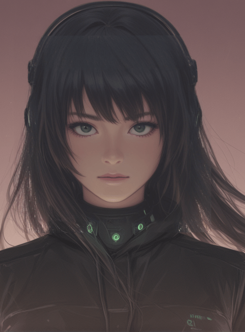 girl, cyberpunk, headphones