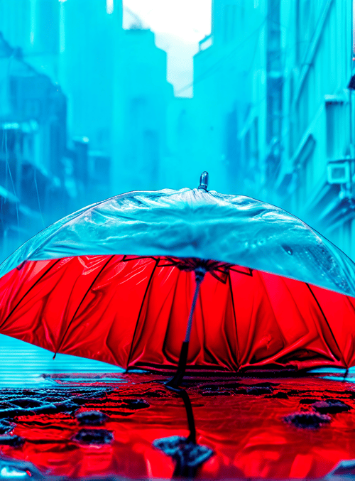 umbrella, robot, street