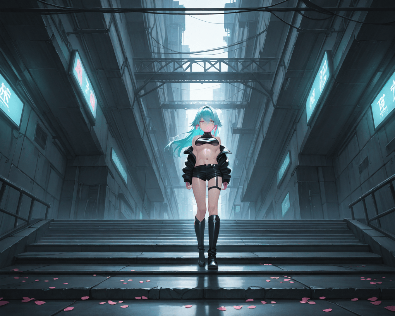 AI generated wallpaper featuring cyberpunk girl, anime character