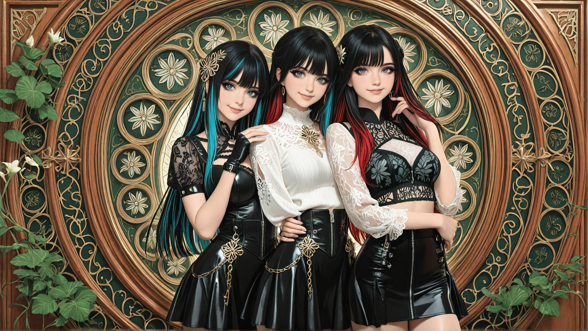 AI generated wallpaper featuring girls, anime, models