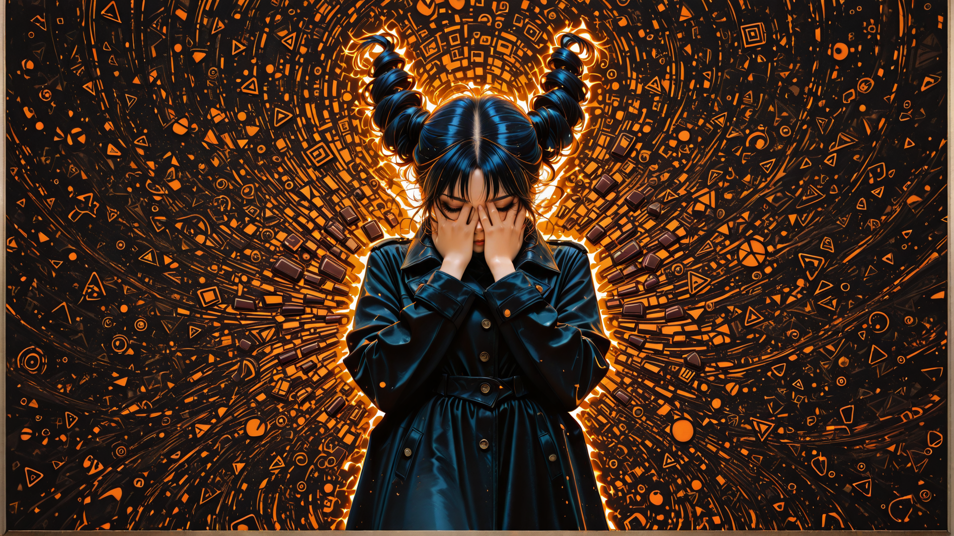 AI generated wallpaper featuring woman, twin, hair