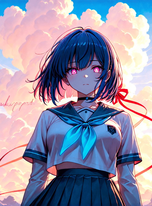 girl, school uniform, ribbon