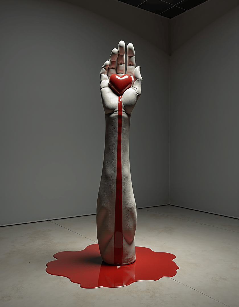 AI generated wallpaper featuring hand, heart, blood