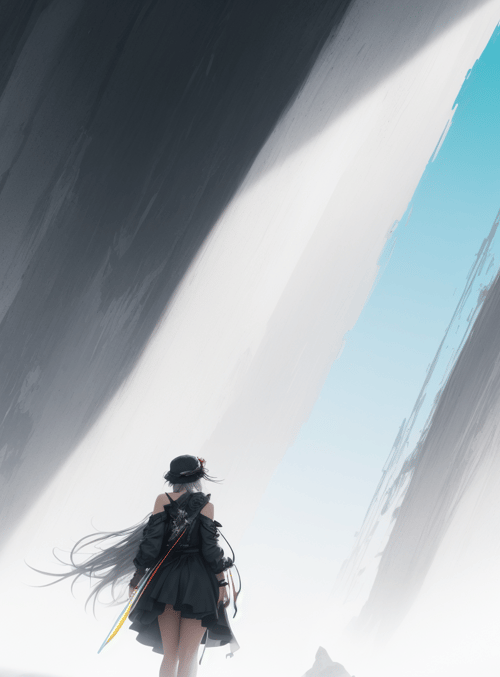 girl, sword, cape