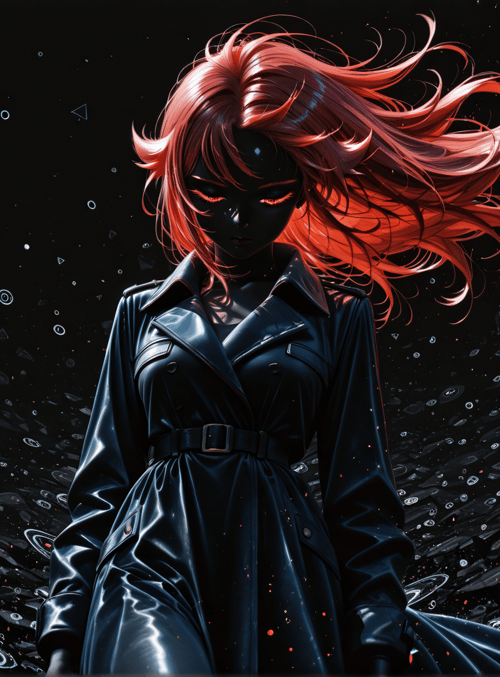 woman, galaxy, red hair