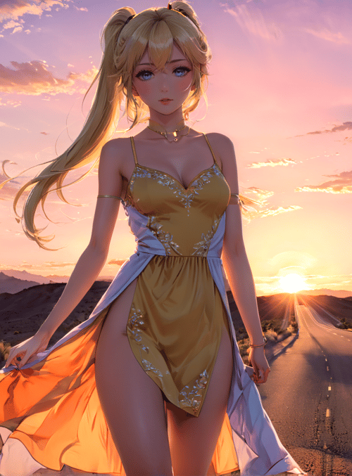 woman, desert, road