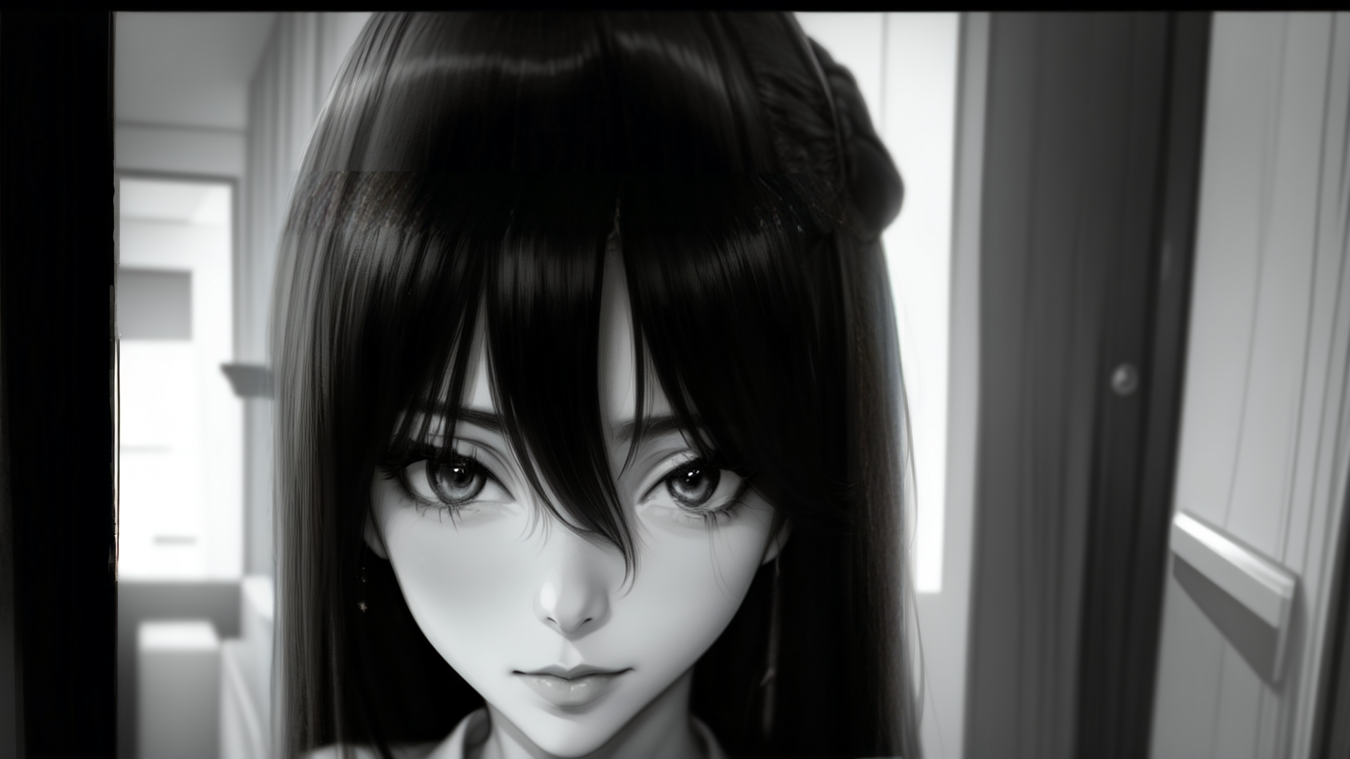 AI generated wallpaper featuring anime girl, hair, face