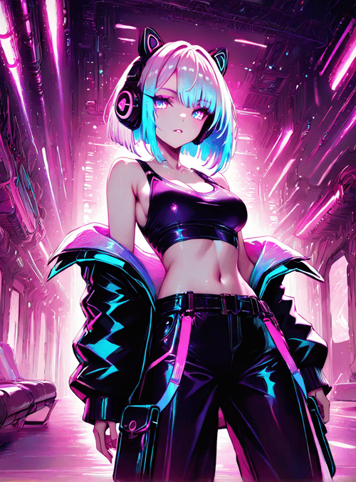 anime girl, cyberpunk, futuristic