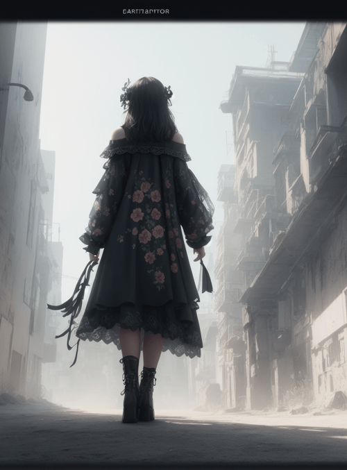 girl, alley, dress