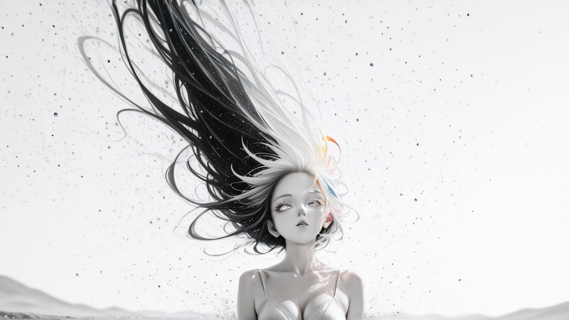 AI generated wallpaper featuring woman, hair, sand