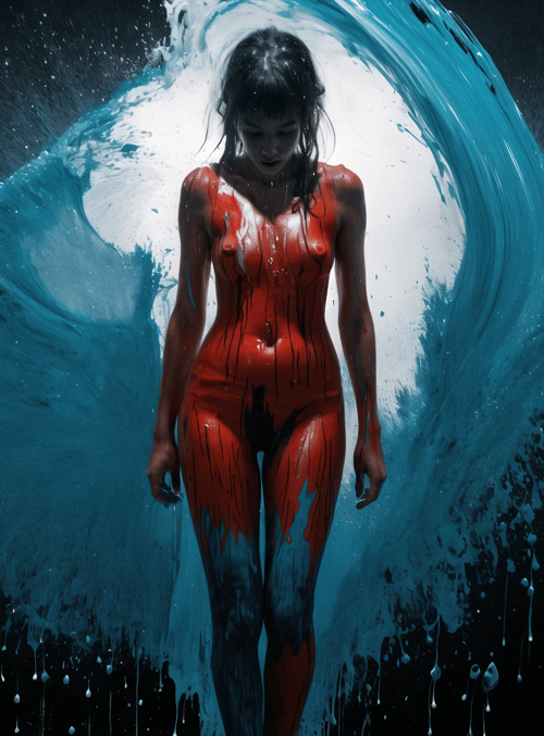 woman, wave, paint