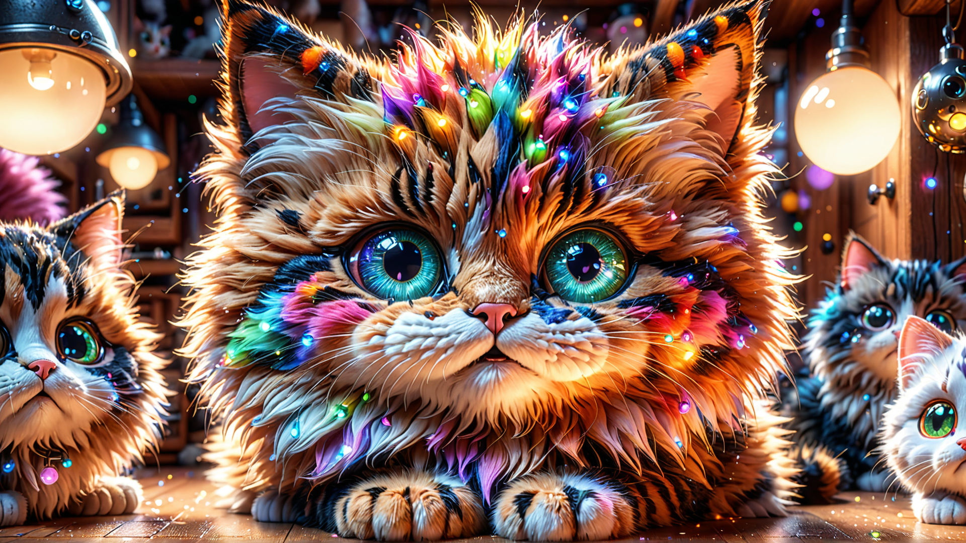 AI generated wallpaper featuring cats, kittens, feline