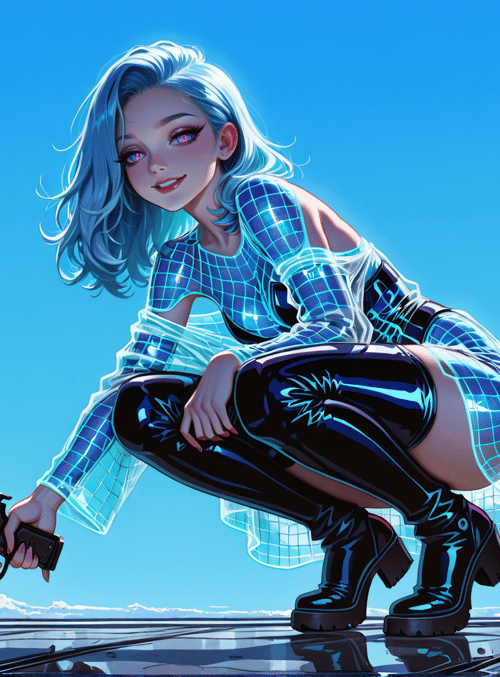 cyberpunk, woman, gun