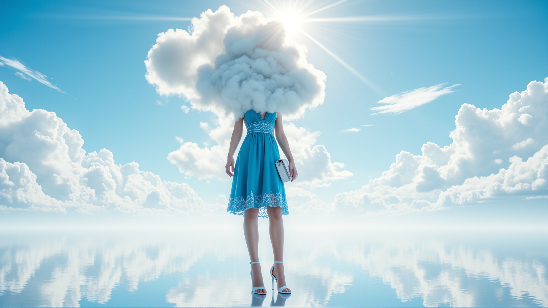 AI generated wallpaper featuring woman, cloud, dress