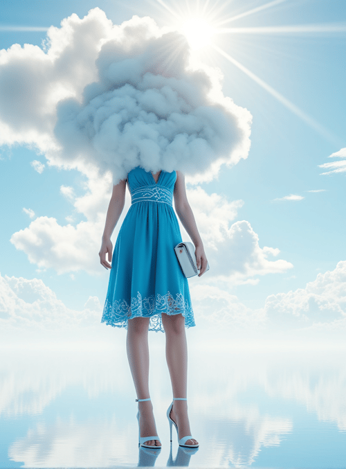 woman, cloud, dress