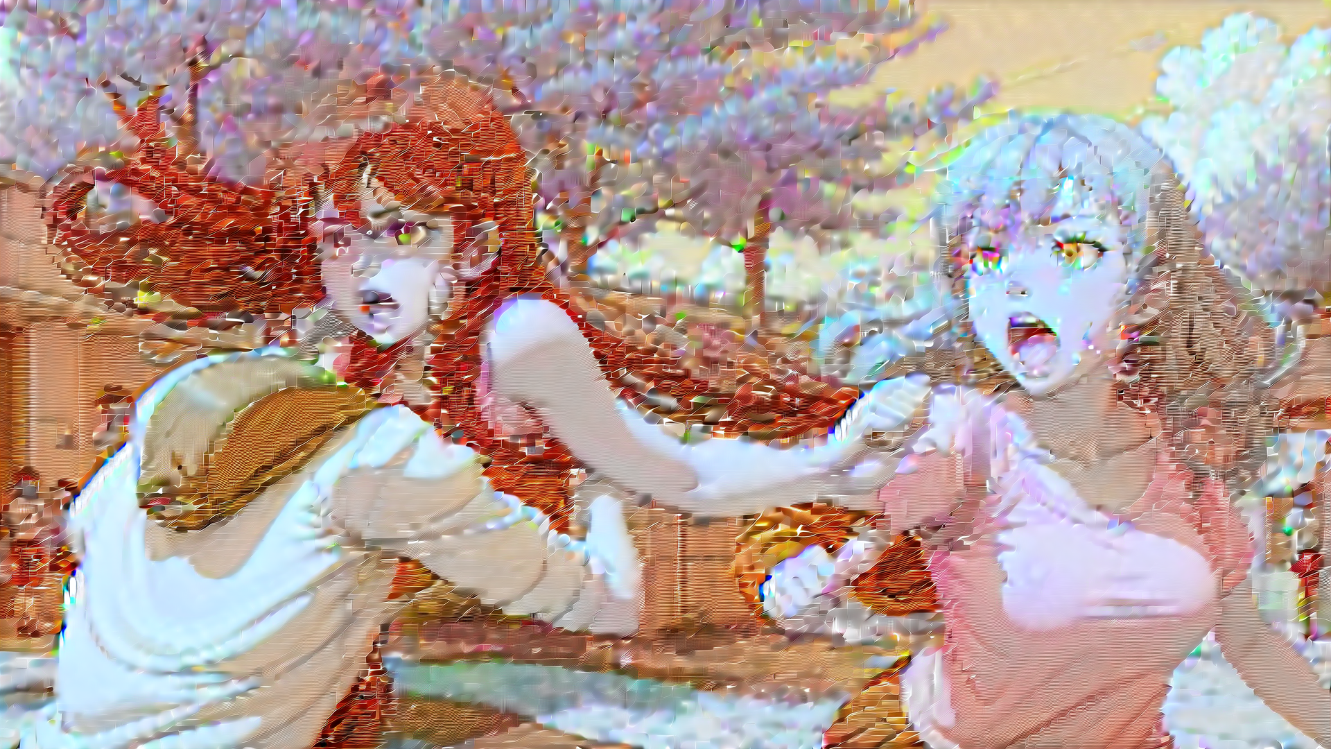 AI generated wallpaper featuring girls, anime, characters