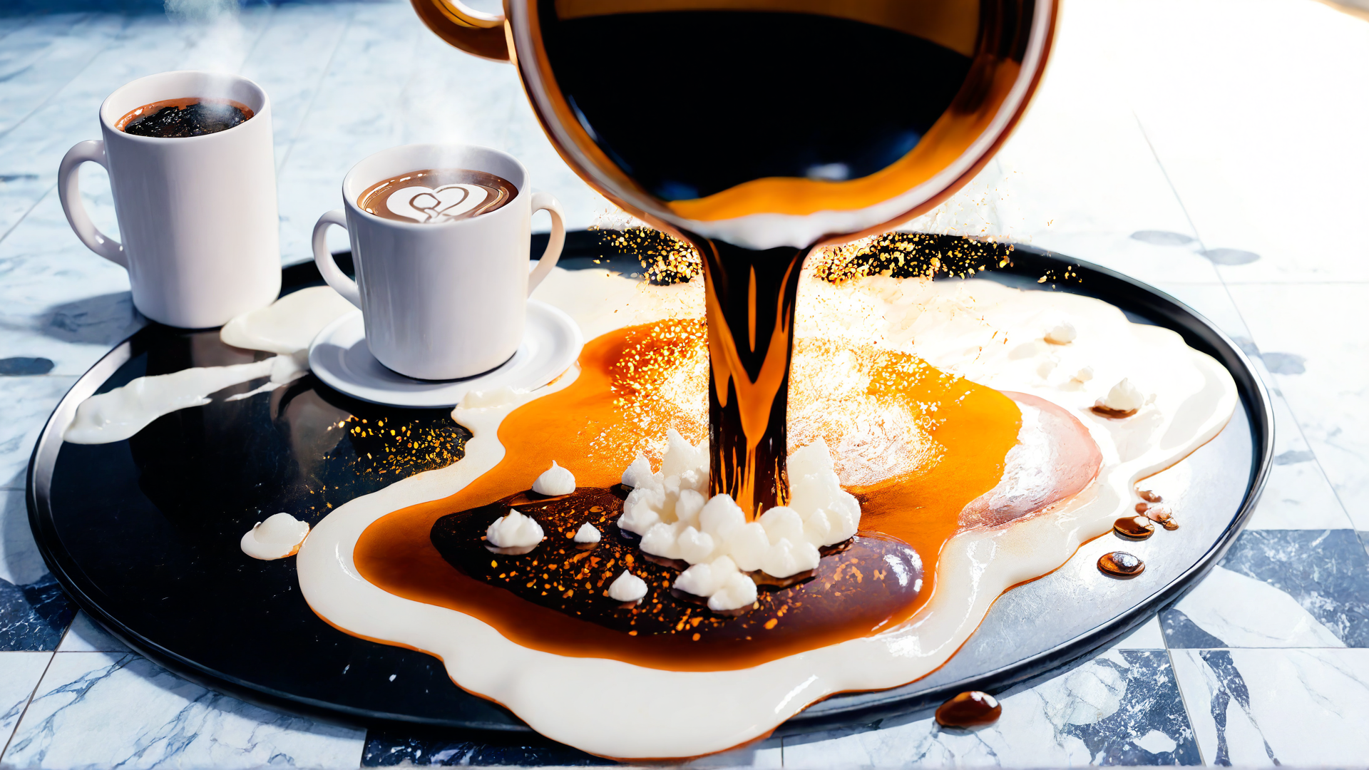 AI generated wallpaper featuring coffee, mug, pouring
