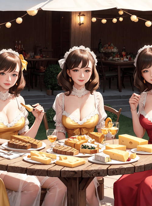 women, dinner, cheese
