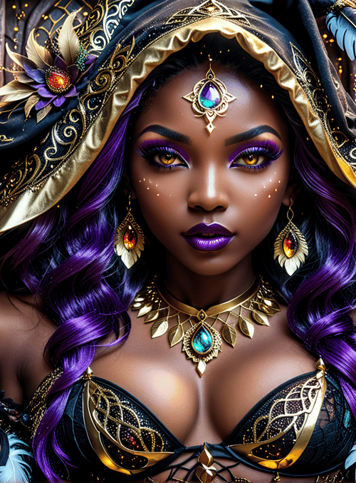 witch, woman, hats, jewelry, lamps, feathers