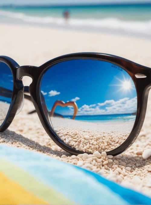 sunglasses, beach, towel