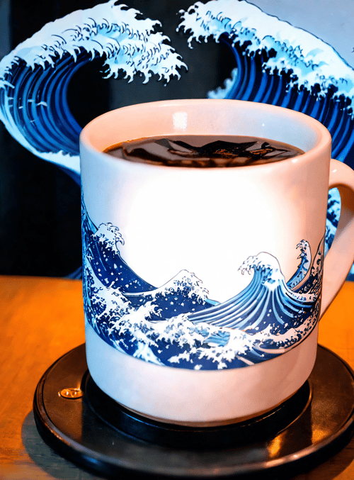 cup, wave, print