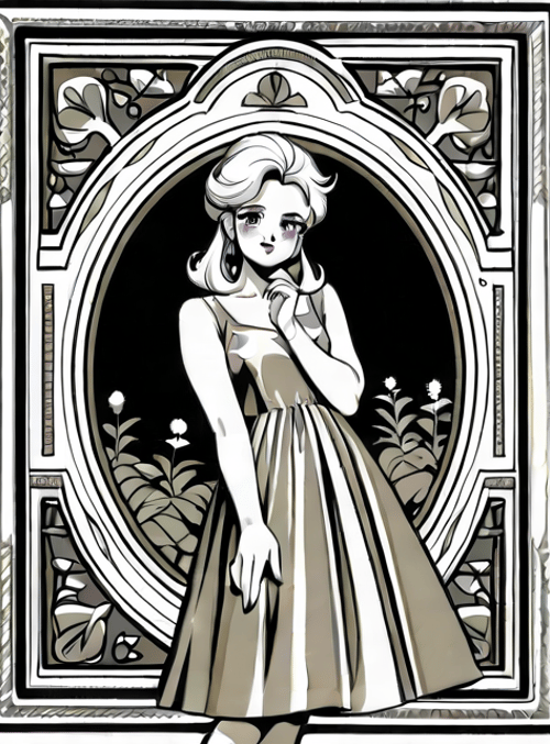 woman, dress, frame