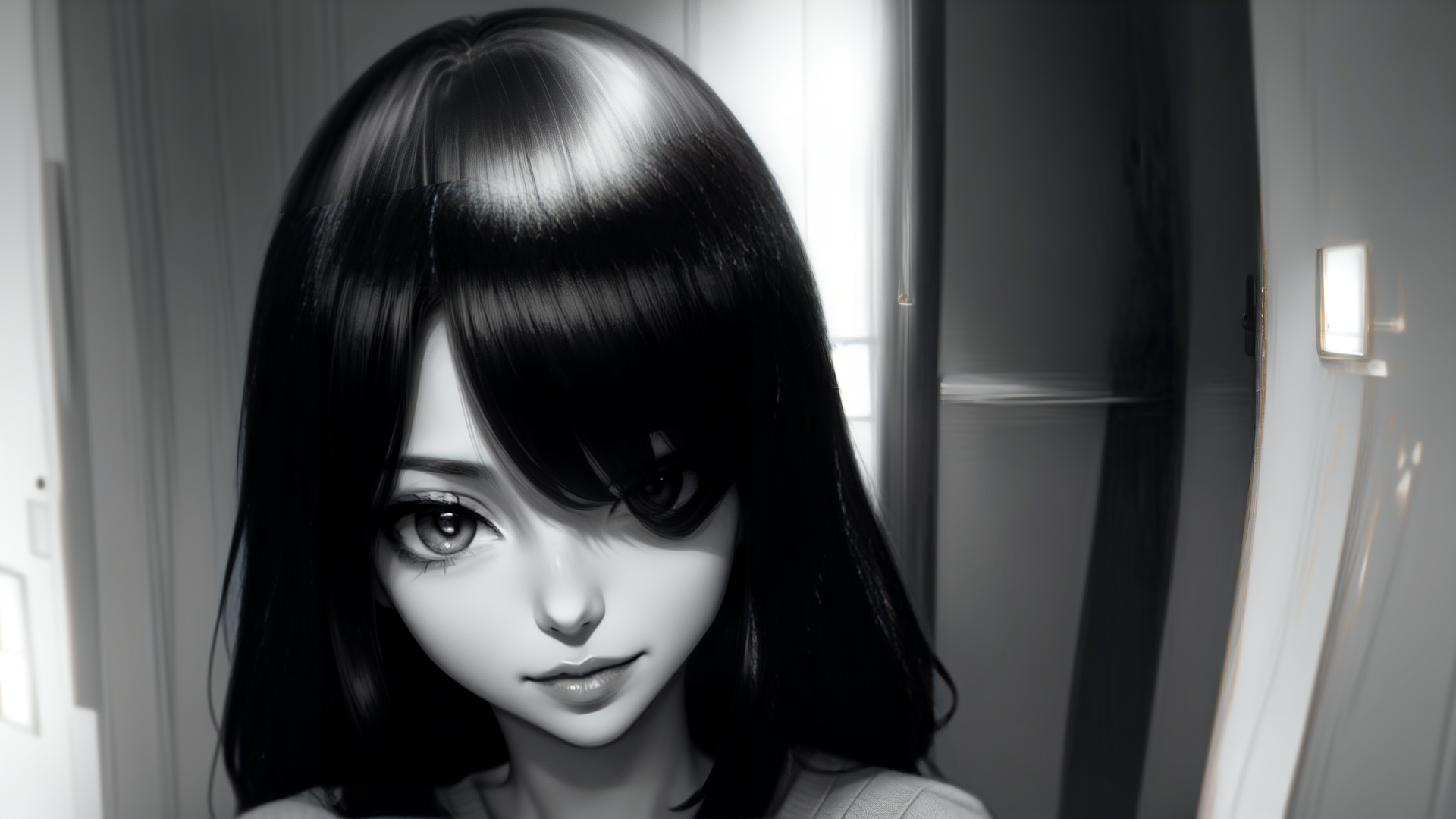 AI generated wallpaper featuring woman, anime, hair