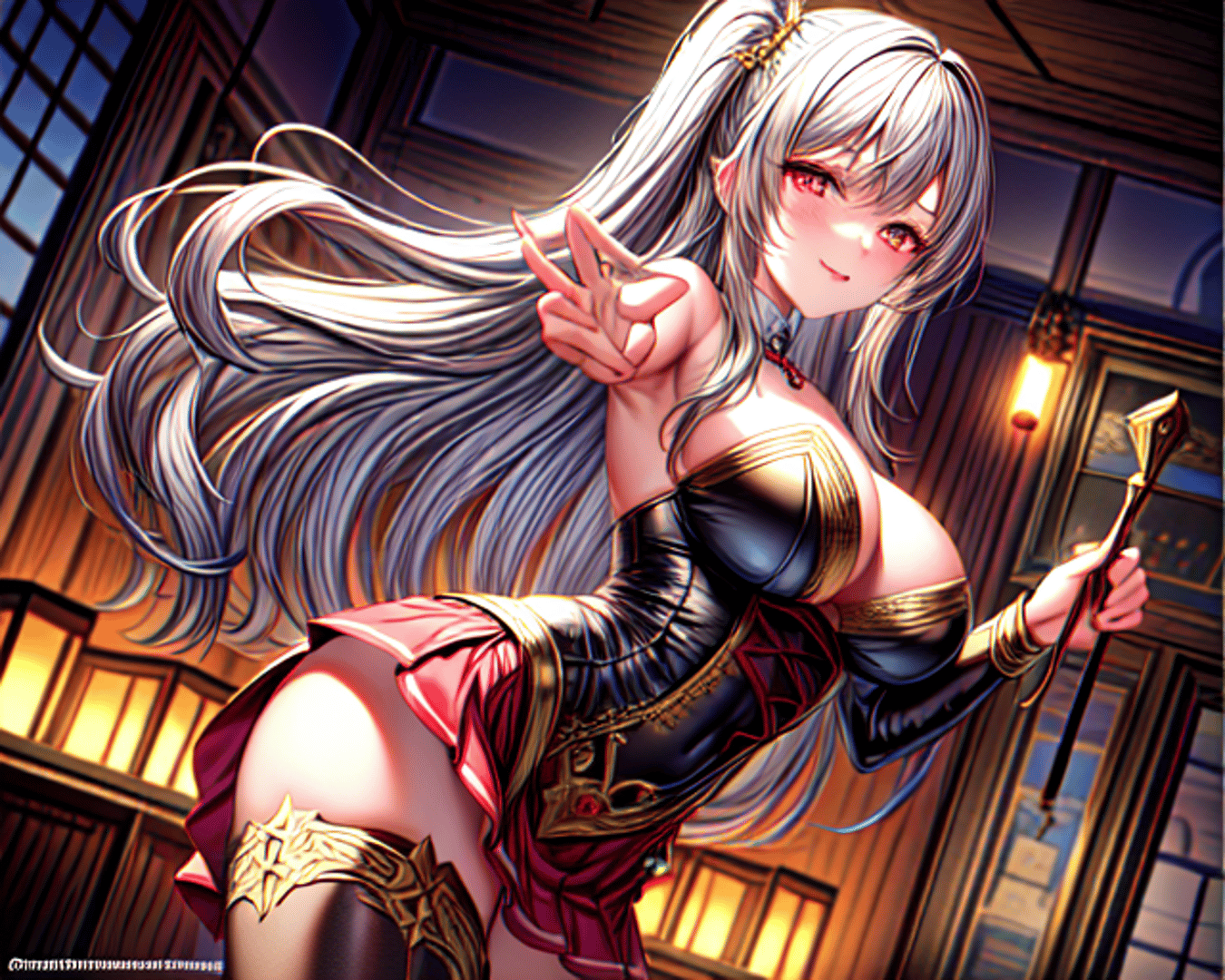 AI generated wallpaper featuring woman, anime, mage