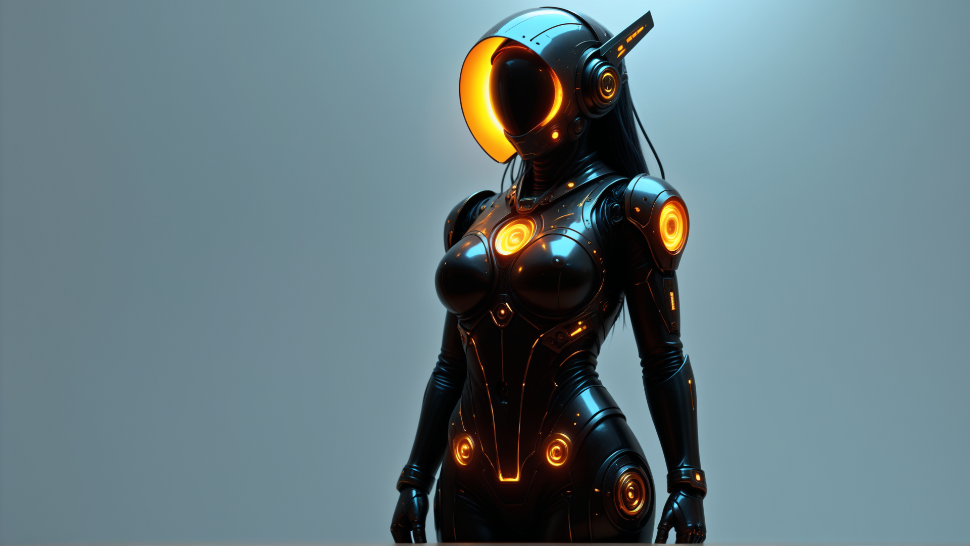 AI generated wallpaper featuring robot, cyborg, machine