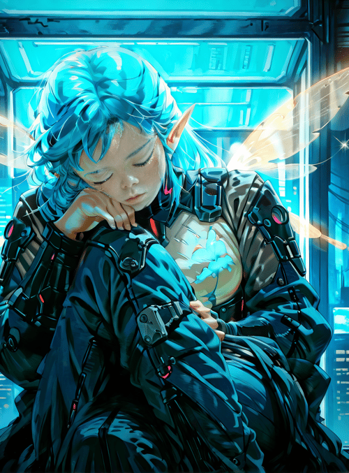 elf, mechanical, cityscape