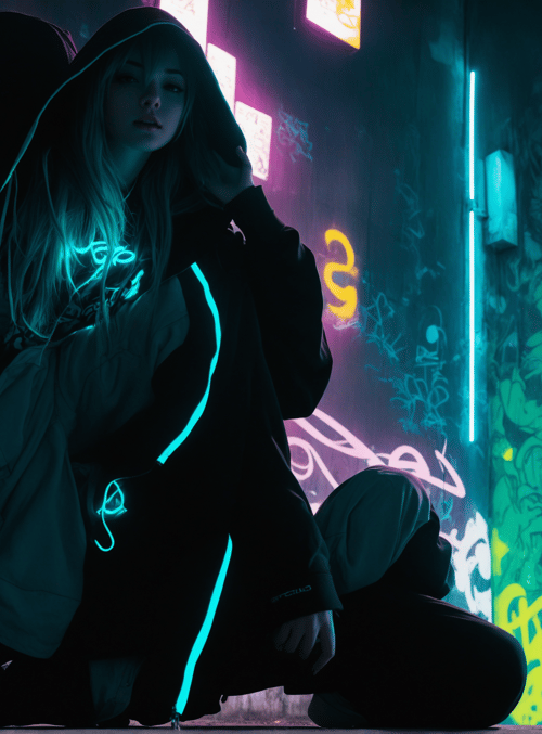 people, graffiti, neon