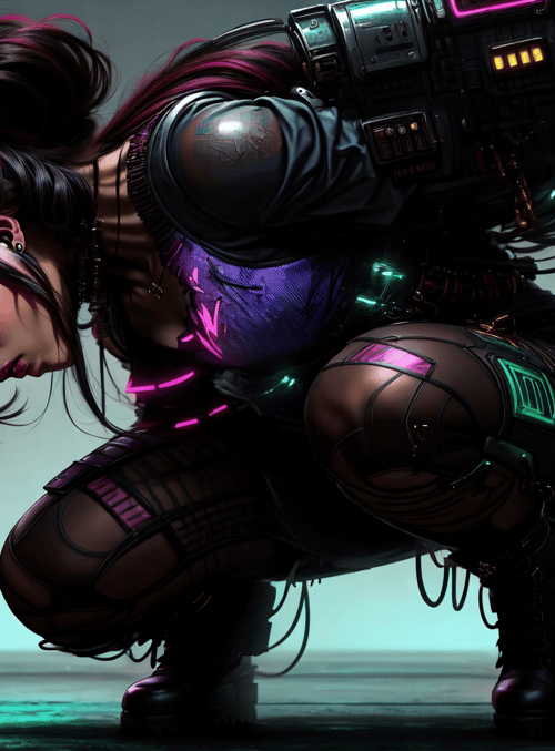 cyborg, girl, neon, mechanical, armor, punk, cyberpunk, futuristic, robotic, hacker