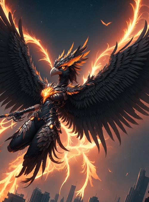 eagle, woman, fire