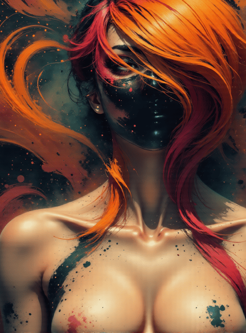 woman, hair, ink
