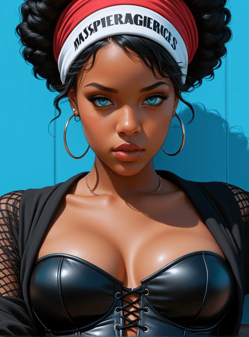 woman, headband, earrings, corset, mesh top, sweater, hair