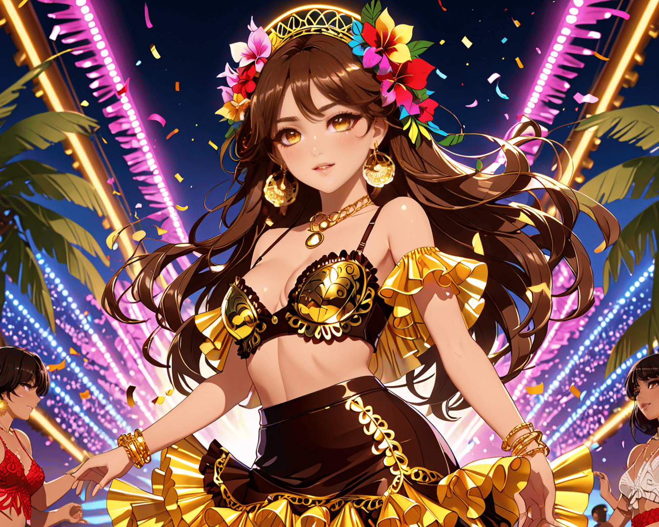 AI generated wallpaper featuring woman, celebration, dance