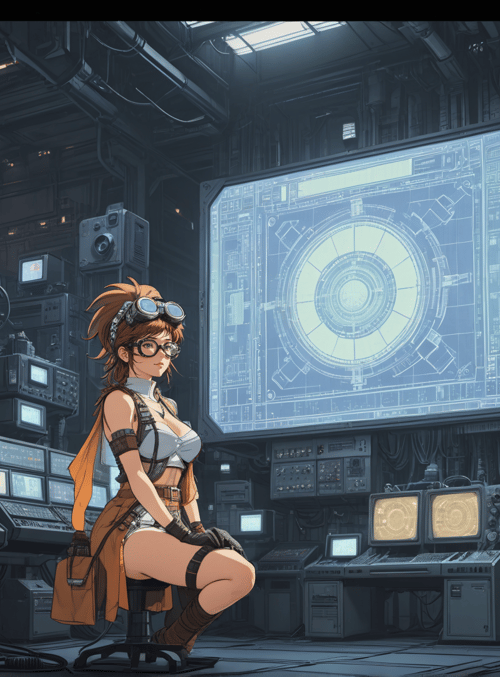 woman, control room, tech