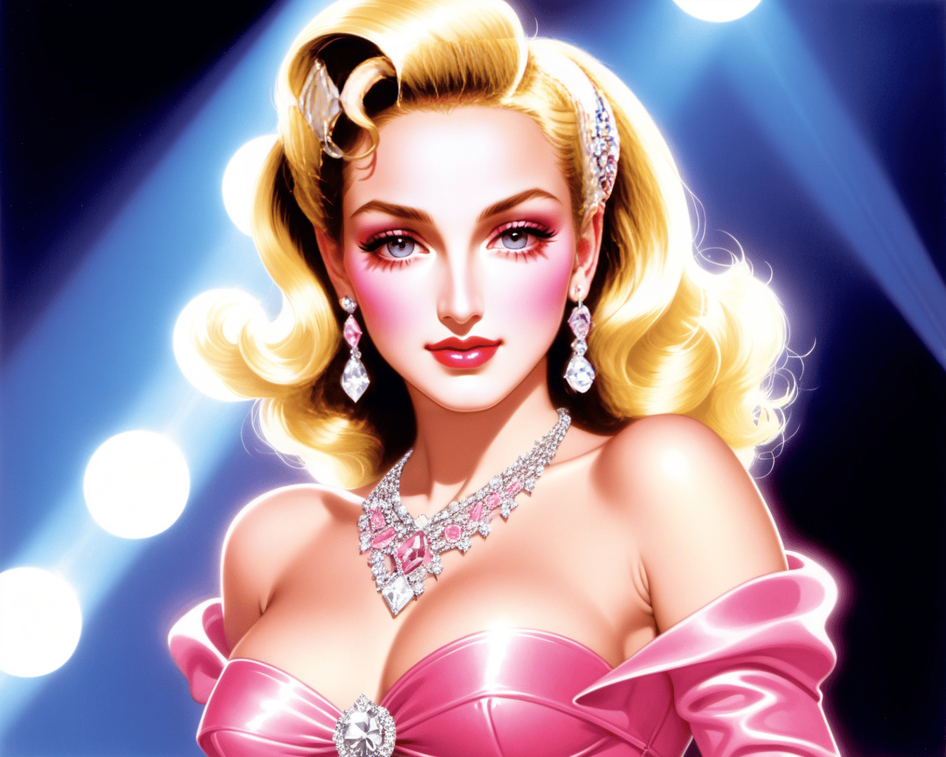 AI generated wallpaper featuring woman, vintage, diva